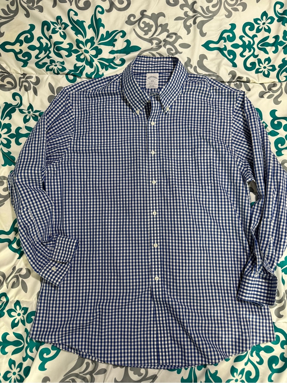 Brooks Brothers Blue and White Gingham Button-Down Shirt